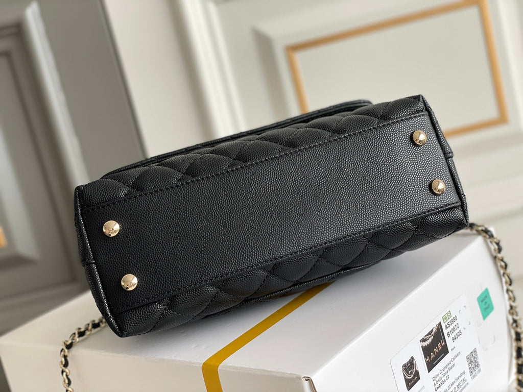 Chanel Coco Handle Black Bag Handle Flap Small/Mini Bag Black - 24x14x10cm